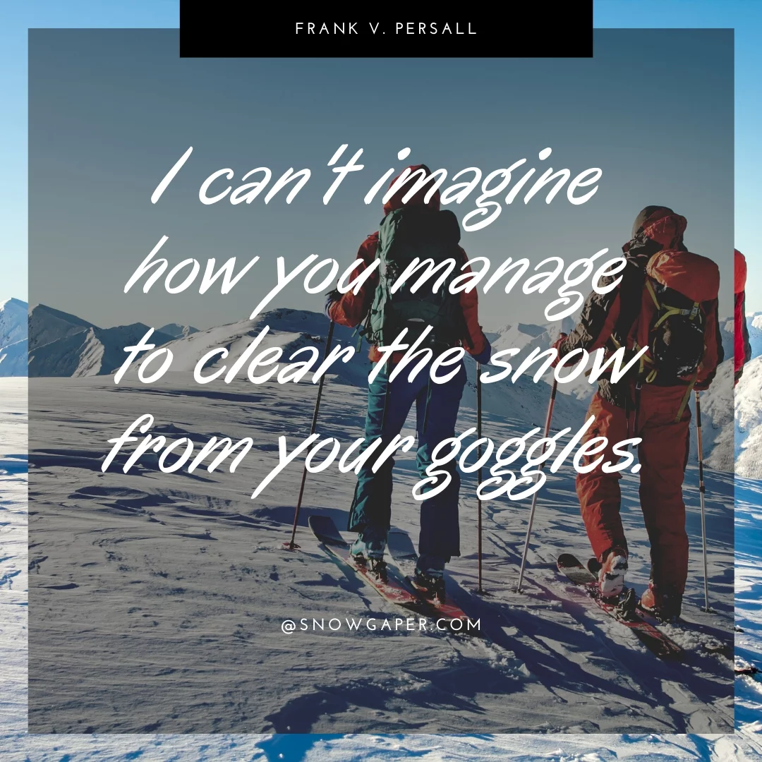 I can't imagine how you manage to clear the snow from your goggles.