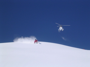 Skier Jumping From Skiing Helicopter